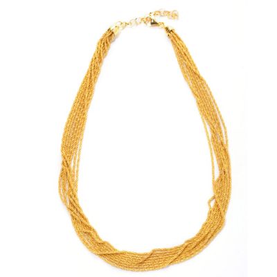 SS/18KGP NECK MULTI-STRAND WIRE WRAPPED TWISTED CHAIN - 18" w/ 2" EXT