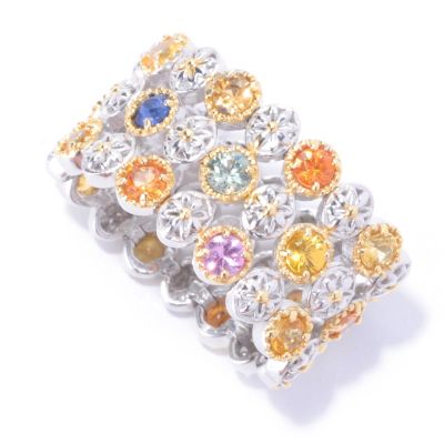 129-232 - Gems en Vogue II 2.40ctw Multi Sapphire Flex Eternity Band Ring 
