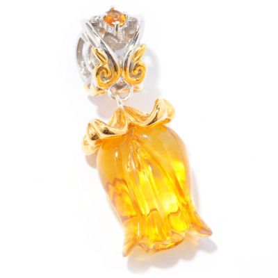129-239 - Gems en Vogue II 15 x 12mm Carved Amber & Madeira Citrine Tulip Charm 