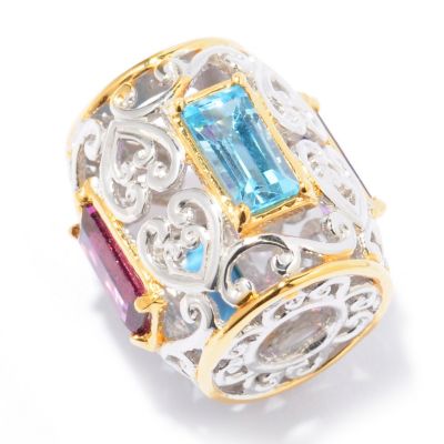 129-240 - Gems en Vogue II 2.21ctw Baguette Multi Gemstone Slide-on Charm 