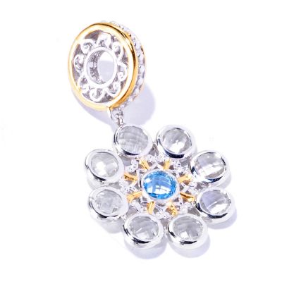 SS/PALL CHARM GEMSTONE BRIOLETTE SNOWFLAKE DROP