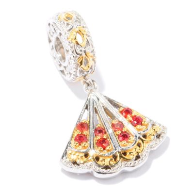 129-245 - Gems en Vogue II Orange Sapphire ''Flamenco Fan'' Travel Series Drop Charm 