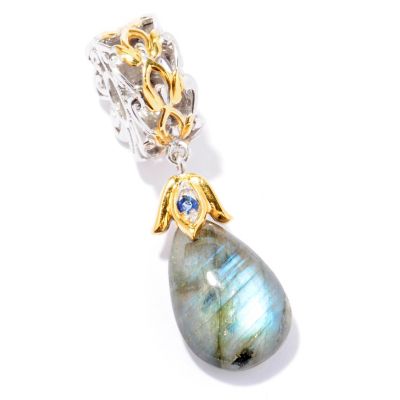 SS/PALL CHARM PEAR-SHAPED LABRADORITE DROP