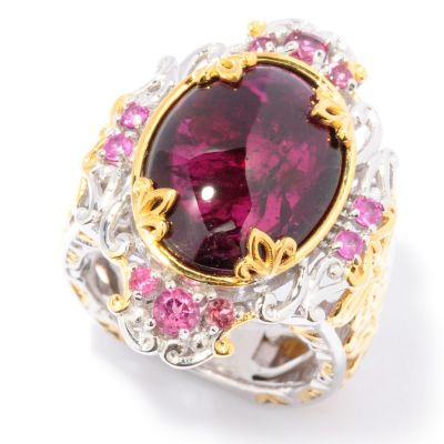 129-249 - Gems en Vogue II 16 x 12mm Rhodolite Garnet, Pink Tourmaline & Pink Sapphire Ring 