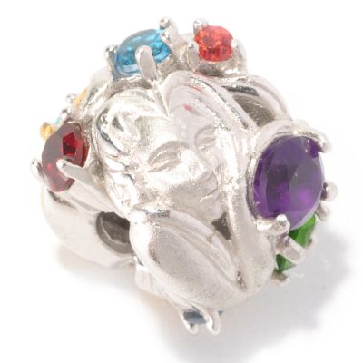SS/PALL CHARM SCULPTED METAL & MULTI GEMSTONE