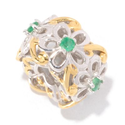 129-258 - Gems en Vogue II Emerald Flower Slide-on Charm 
