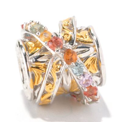 SS/PALL CHARM MULTI SAPPHIRE CYLINDER