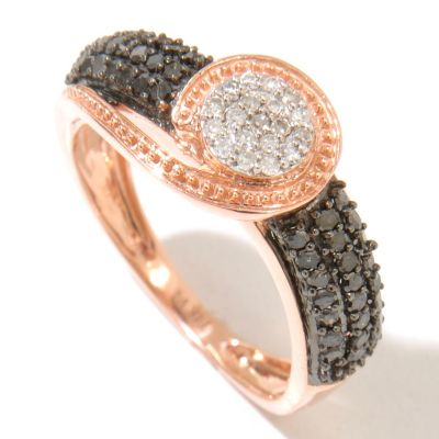 14K RG BLK AND WHT DIAMOND RING
