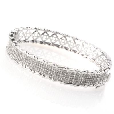 SS PAVE WAVE EDGE BANGLE
