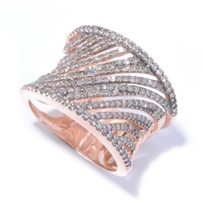 129-274 - Diamond Treasures 14K Rose Gold 0.98ctw Champagne Diamond Cut-out Ring