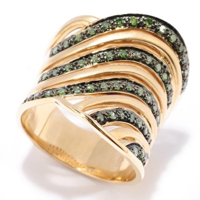 129-277 - Southport Diamonds 0.50ctw Green Diamond Cut-out Wave Ring
