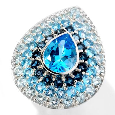 SS PEAR SHAPE RING WITH COLOR OF TOPAZ