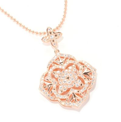 SS/18KRGP ROUND CUT FOUR POINT FLOWER PENDANT W/18" BEADED CHAIN