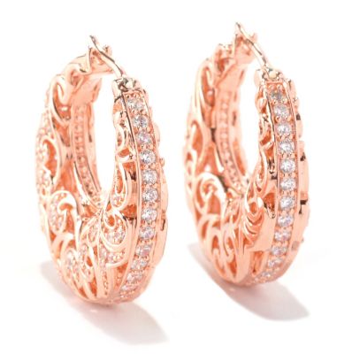 SS/18KRGP DOUBLE SIDED LARGE FILIGREE HOOP EARRINGS