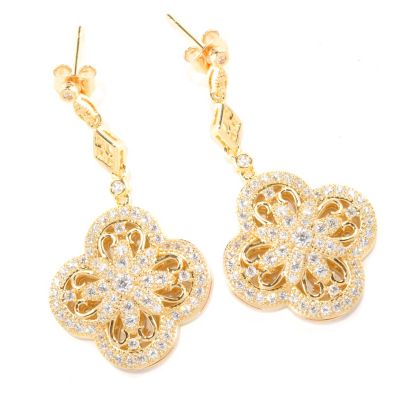 129-308 - Chad Allison&trade; Gold Embraced&trade; 1.55 DEW Simulated Diamond Flower Drop Earrings