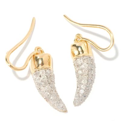 129-321 - Southport Diamonds Sterling Silver & 14K Vermeil 1.00ctw Diamond Horn Earrings 