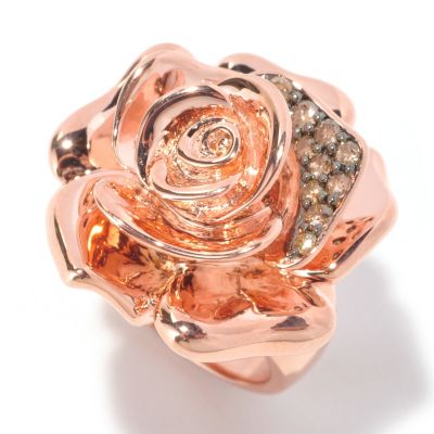 129-327 - Southport Diamonds Sterling Silver & 14K Rose Vermeil 0.33ctw Champagne Diamond Rose Ring 