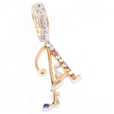 129-329 - Gems en Vogue II Multi Color Sapphire Slide-on Initial Charm 