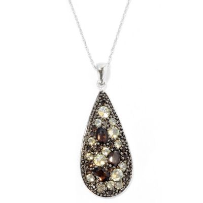 SS CHAMPAGNE & SMOKY QUARTZ PENDANT