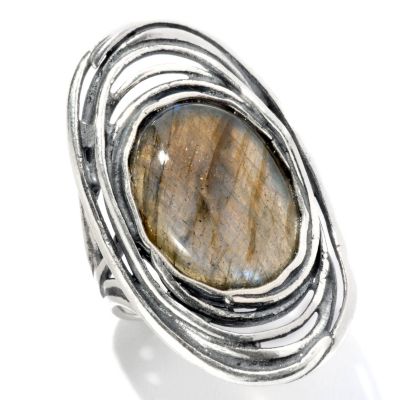 SS OVAL STONE CENTER RING