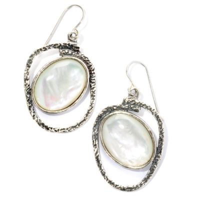 SS OVAL STONE DANGLE EARRINGS