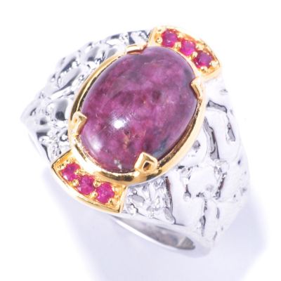 MEN'S - SS/PALL RING OPAQUE TOURMALINE & RUBY