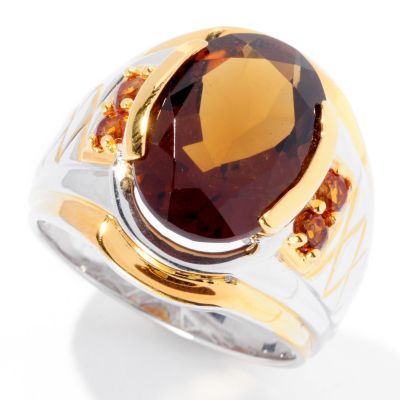 MEN'S - SS/PALL RING WHISKEY QUARTZ & MADEIRA CITRINE