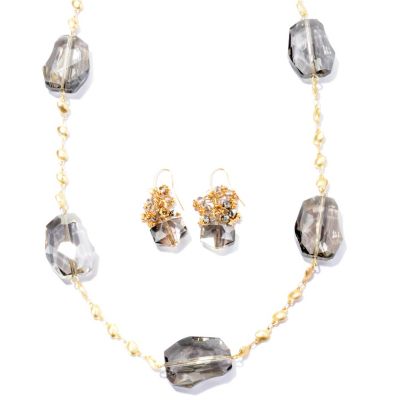 GOLDTONE WHITNEY SMOKEY CRYSTAL NECKLACE