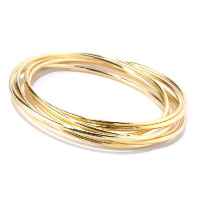 129-380 - Milano Luxe Gold Embraced&trade; Set of Seven 8'' Interlocked Bangle Bracelets 