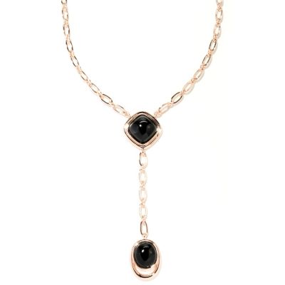 129-383 - Milano Luxe Gold Embraced&trade; 18" Black Agate Drop Necklace