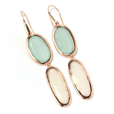 129-385 - Milano Luxe Gold Embraced&trade; White & Aqua Chalcedony Drop Earrings 