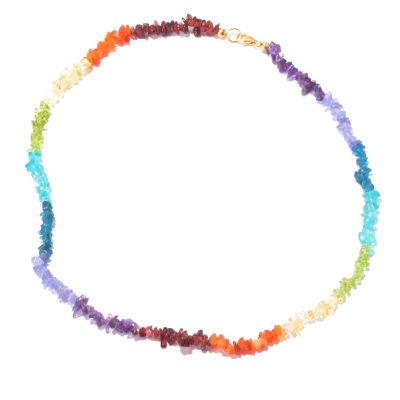 129-388 - NYC II Multi Gemstone Exotic Rainbow Chip Necklace