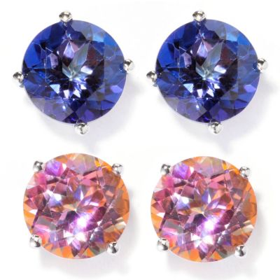 129-393 - Gem Treasures Set of Two Sterling Silver 8mm Topaz "Kellie Anne" Stud Earrings 