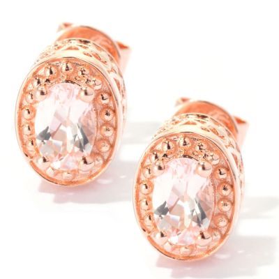 129-398 - NYC II Morganite Heart Detailed Stud Earrings 