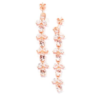 129-400 - NYC II 1.75" 7.81ctw Morganite & White Zircon Five-Tier Drop Earrings 