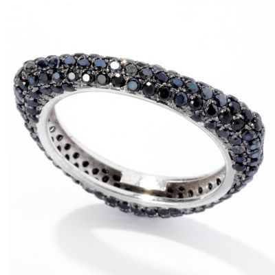 SS/PLAT RING BLACK SPINEL TRIANGLE BAND