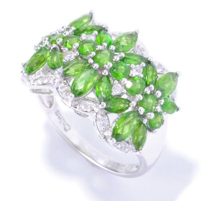 SS/PLAT RING CHROME DIOPSIDE & WHT ZIRCON BAND