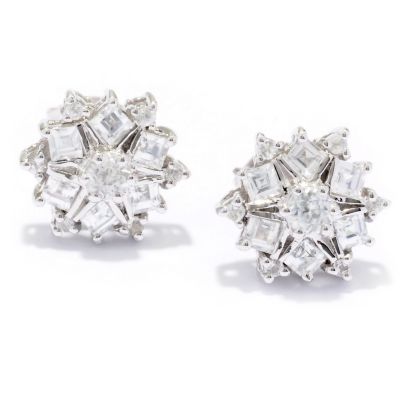 SS/PLAT EAR WHITE ZIRCON STUD