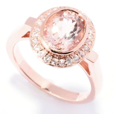 SS/18K ROSE VERMEIL RING 9X7 MORGANITE