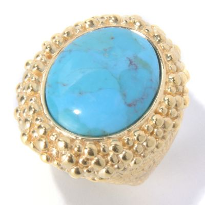 129-421 - Toscana Italiana Gold Embraced&trade; 20 x 15mm Turquoise Textured Ring 