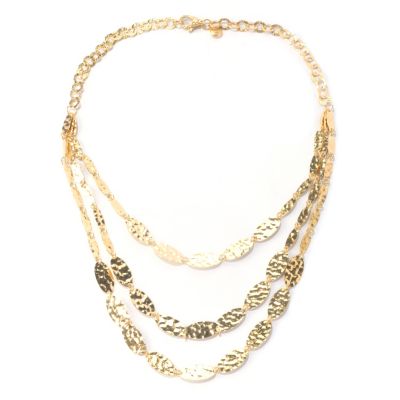 BRONZE/18KGP NECK CASCADING HAMMERED OVAL LINK - 20"