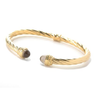 129-425 - Toscana Italiana Gold Embraced&trade; 7" Quartz End Cap Twisted Cuff Bracelet