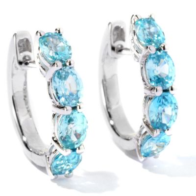 SS/P EAR 4-STONE BLUE ZIRCON HOOP