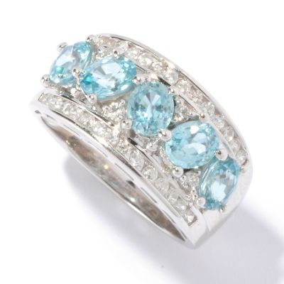 129-427 - NYC II 2.85ctw Blue Zircon & Channel Set White Zircon Ring 