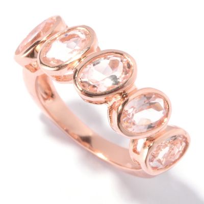 129-431 - NYC II 1.65ctw Five-Stone Morganite Angled Bezel Ring 