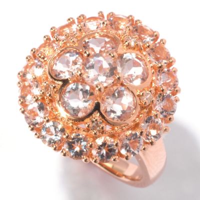 129-432 - NYC II 3.10ctw Morganite & White Zircon Flower Ring 