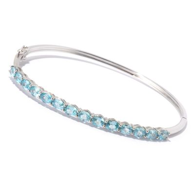 129-451 - NYC II 7.01ctw Blue Zircon Hinged Bangle Bracelet 