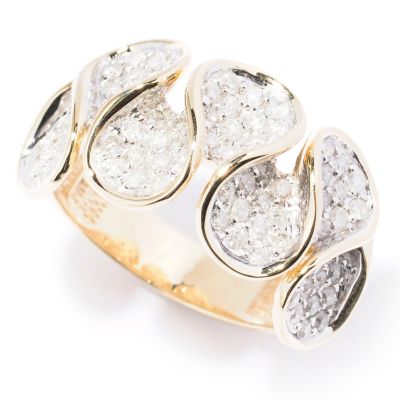 14K YG PAVE RIBBON RING
