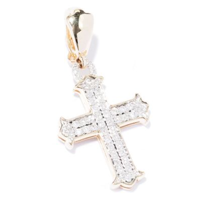 14K YG PAVE CROSS ENHANCER