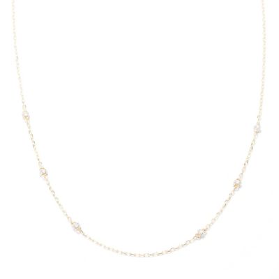 14K YG DIAMOND STATION CHAIN 18"